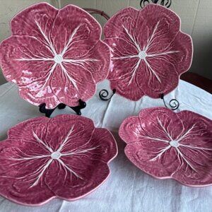 Set of FOUR Bordallo Pinheiro Cabbage Plate 9.25” Pink AS IS